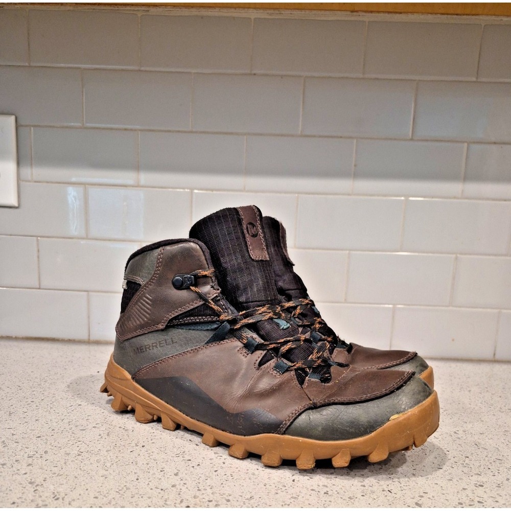 Size 9 Men's Merrell Overlook 6 Ice+ Waterproof Snow Boots Black/Brown